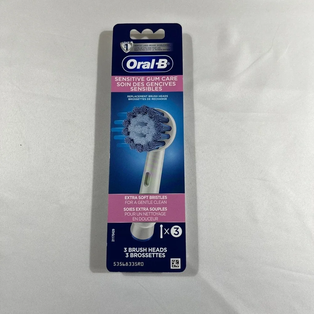 2 Oral-B Sensitive Gum Care Replacement Brush Heads 3 Count Extra Soft Bristles